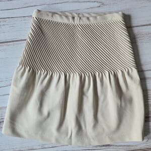 Halston H Heritage Creamy Tan Asymmetrical Seamed Skirt sz 0